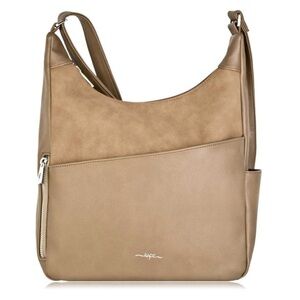 Espe Valerie 2 Texture Crossbody Bag Vegan Leather Tan Beige Canadian Company